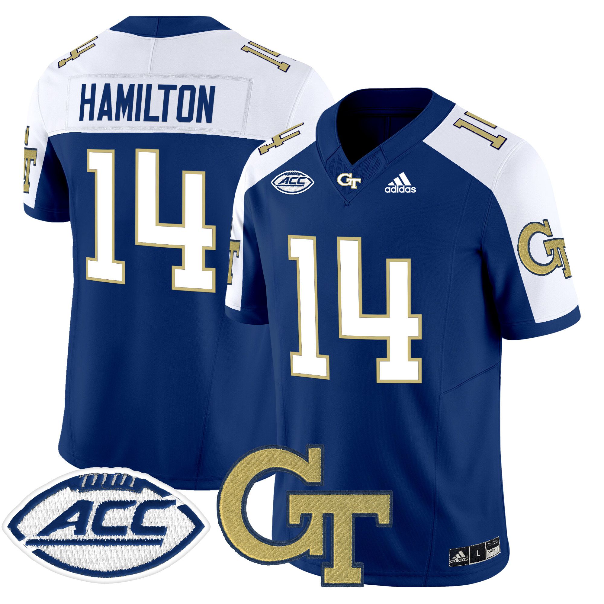 Men Georgia Tech #14 Hamilton Blue Asidas 2024 Vapor Limited NCAA Jersey->more ncaa teams->NCAA Jersey